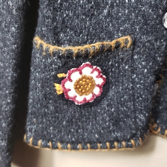 Relais Mohair Blend Floral Applique Sweater 2 Button Blazer-Size S - Picture 5 of 9